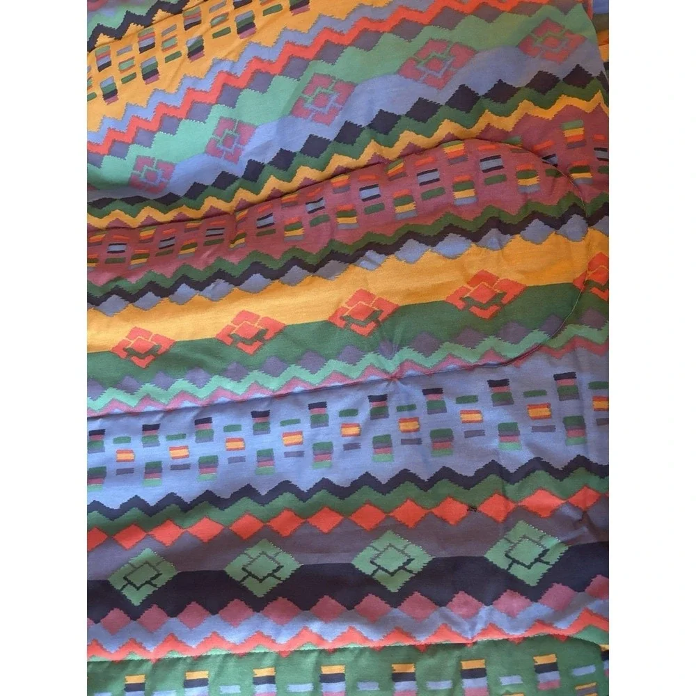 Vintage 90s Y2K Aztec Geometric Comforter Colorful Southwestern Thomaston FULL